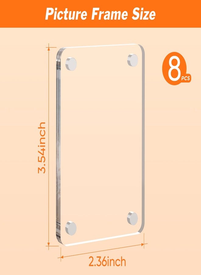 Dooiclear 8 Pack Acrylic Magnetic Picture Frame for Fridge, 2.36x3.54 Inch Polaroid Frame for Refrigerator, Clear Instax Photo Frames, Mini Picture Magnet Frames for Home, School, Office - Image 2